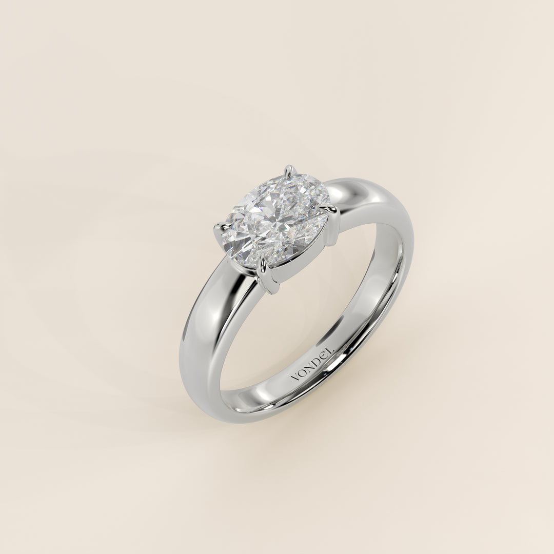 Joan - Oval East to West Lab Grown Diamond Ring with Wide Band