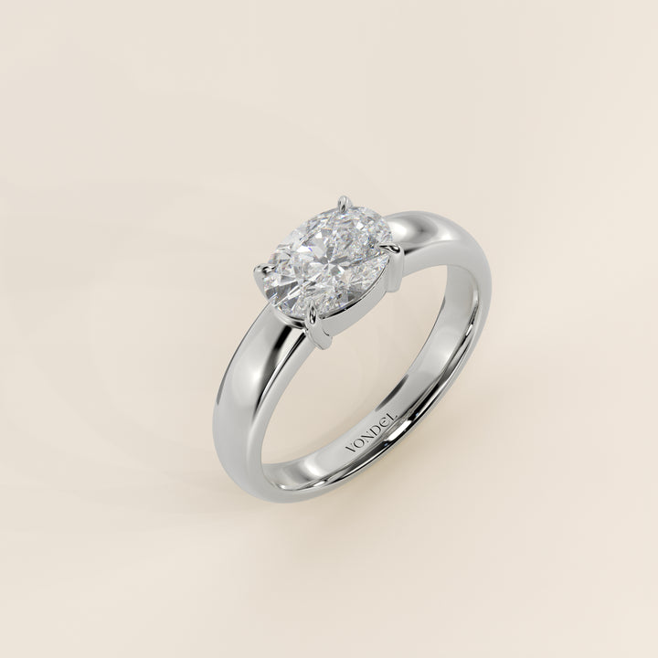 Joan - Oval East to West Lab Grown Diamond Ring with Wide Band