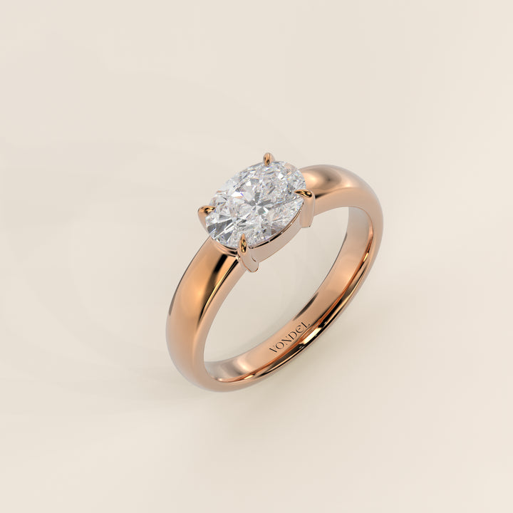 Joan - Oval East to West Lab Grown Diamond Ring with Wide Band