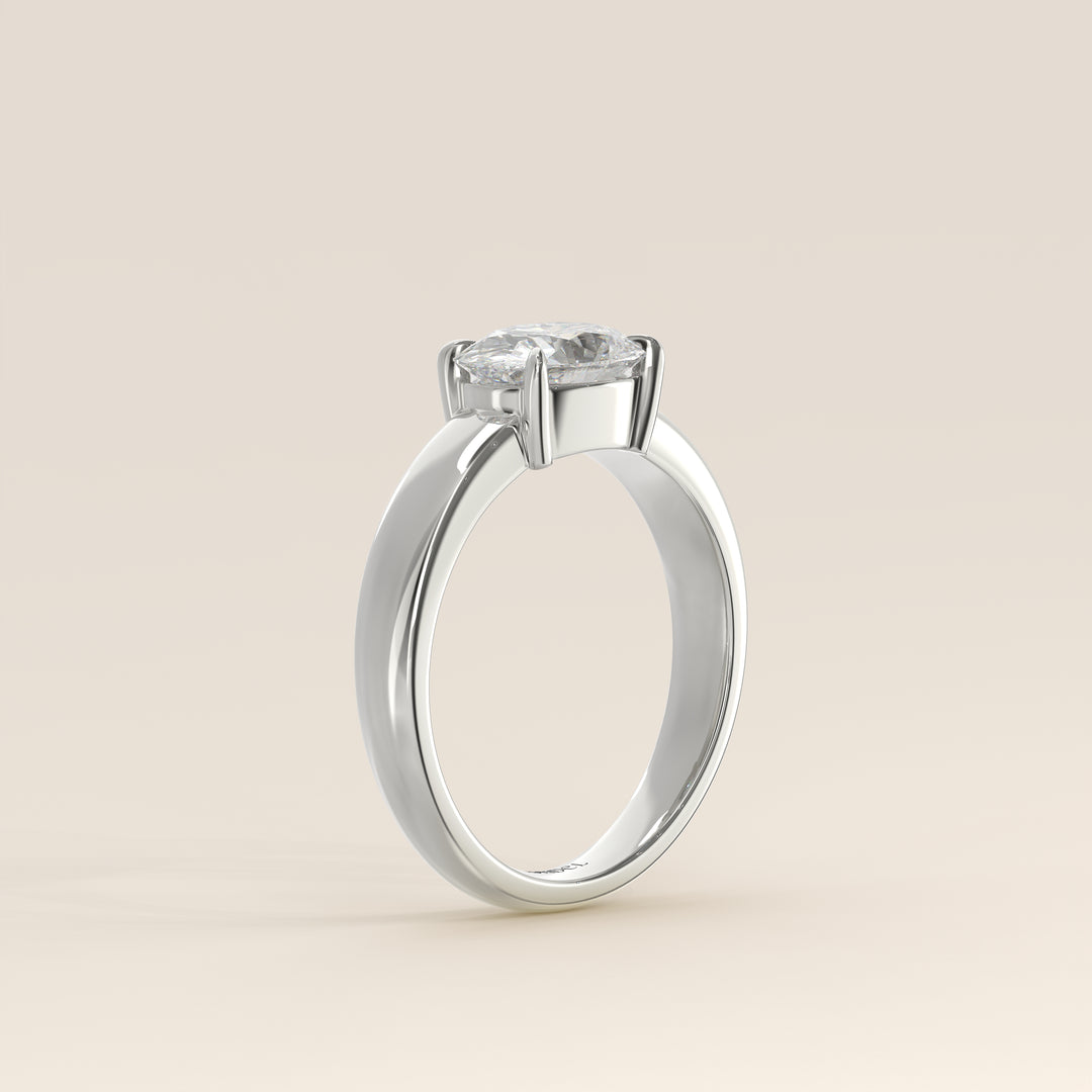 Joan - Oval East to West Lab Grown Diamond Ring with Wide Band