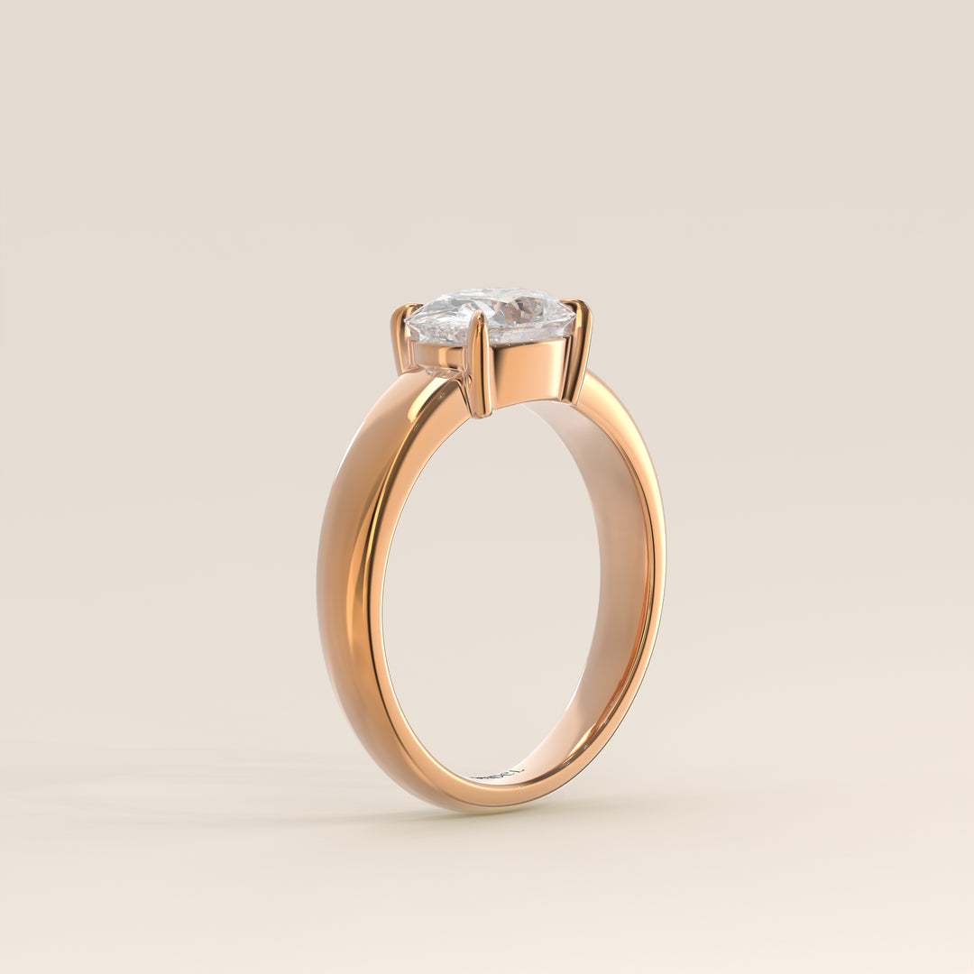 Joan - Oval East to West Lab Grown Diamond Ring with Wide Band