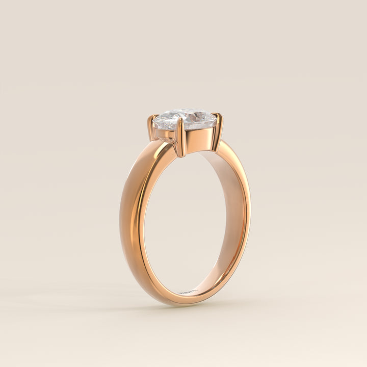 Joan - Oval East to West Lab Grown Diamond Ring with Wide Band