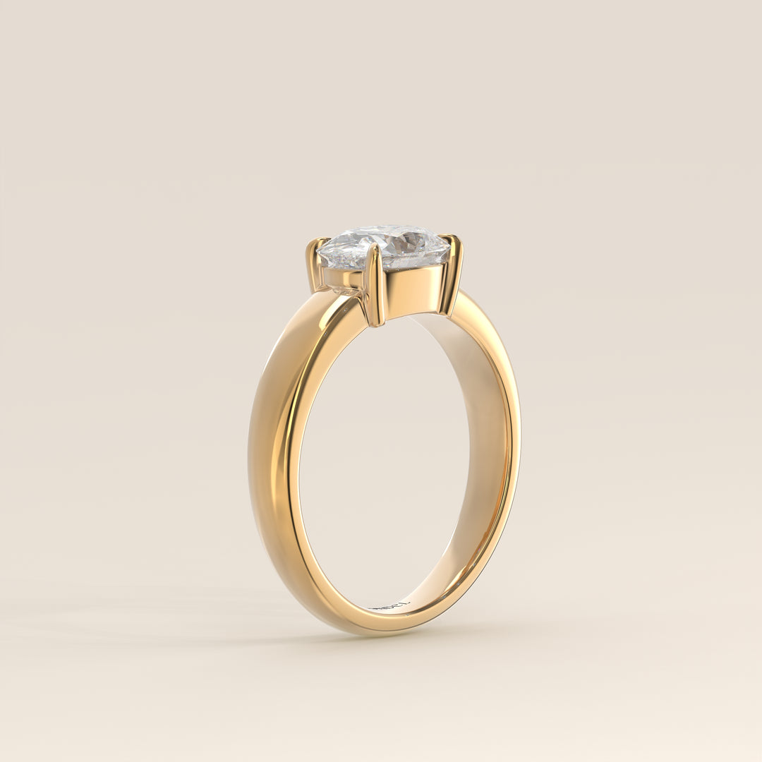 Joan - Oval East to West Lab Grown Diamond Ring with Wide Band