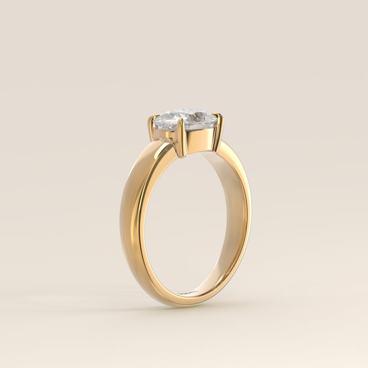 Joan - Oval East to West Lab Grown Diamond Ring with Wide Band