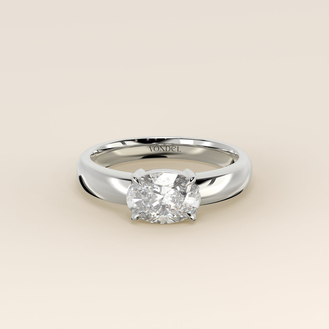 Joan - Oval East to West Lab Grown Diamond Ring with Wide Band
