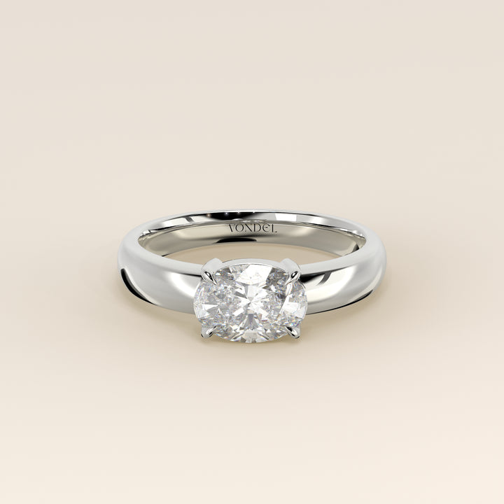 Joan - Oval East to West Lab Grown Diamond Ring with Wide Band