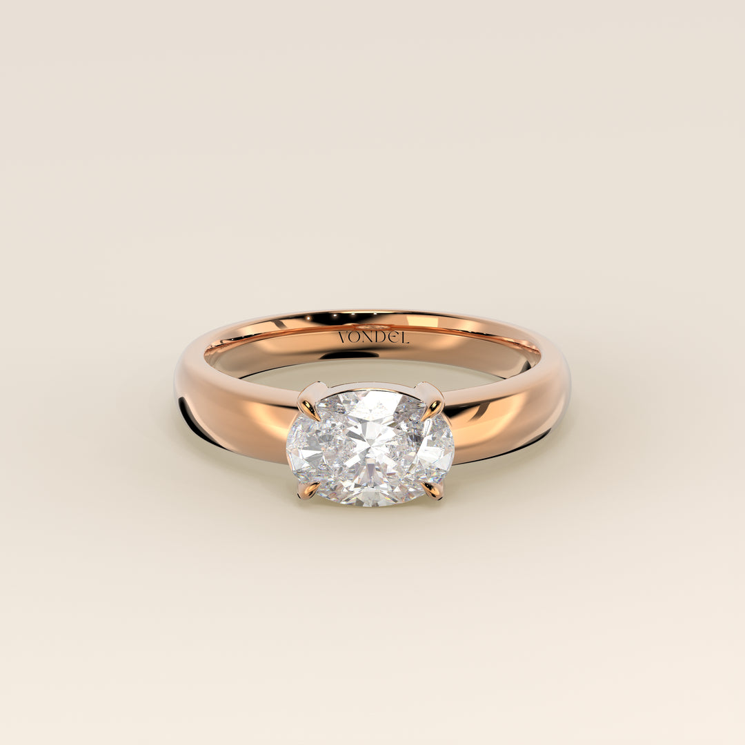 Joan - Oval East to West Lab Grown Diamond Ring with Wide Band