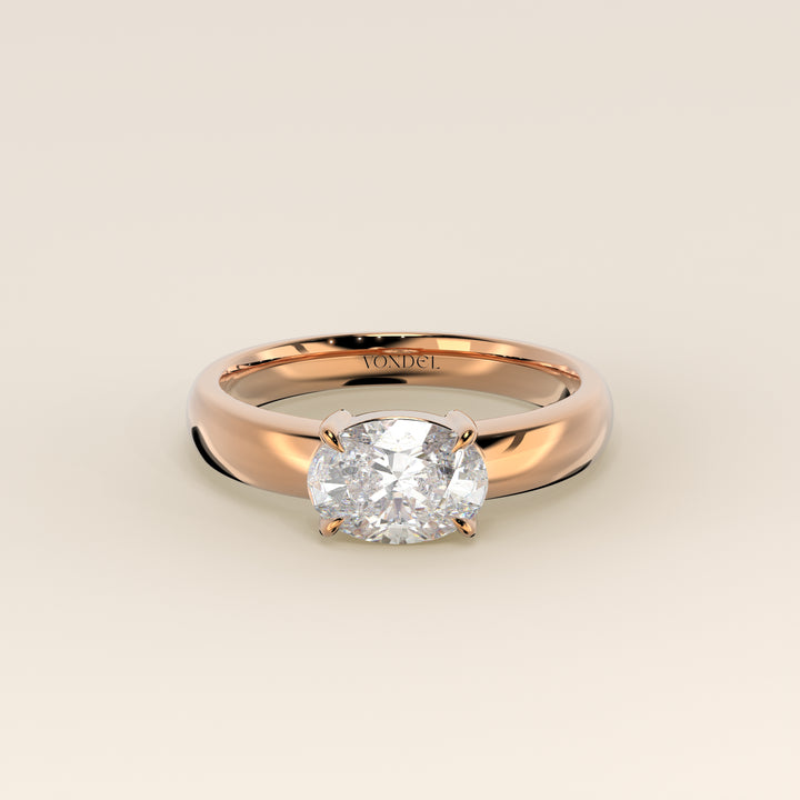 Joan - Oval East to West Lab Grown Diamond Ring with Wide Band