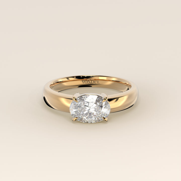 Joan - Oval East to West Lab Grown Diamond Ring with Wide Band