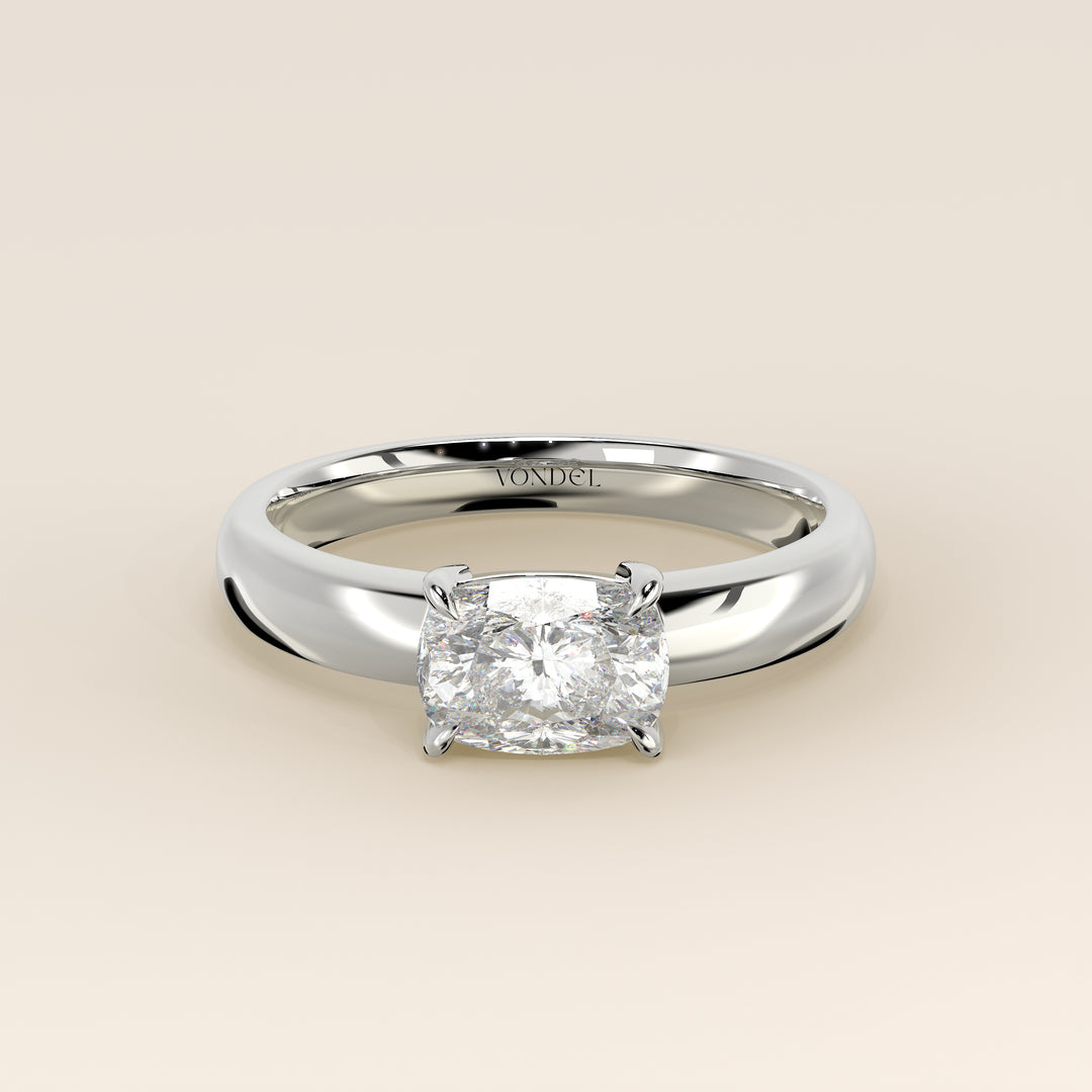 Joan - Anillo de diamantes cultivados en laboratorio, talla cojín alargada, con banda ancha.
