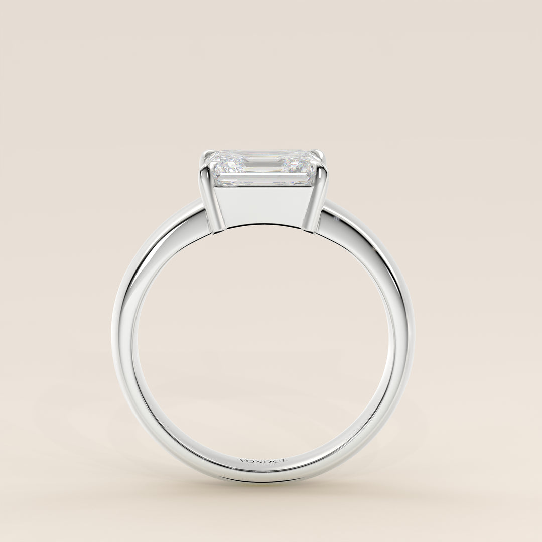 Joan - Emerald East to West Lab Grown Diamond Ring with Wide Band
