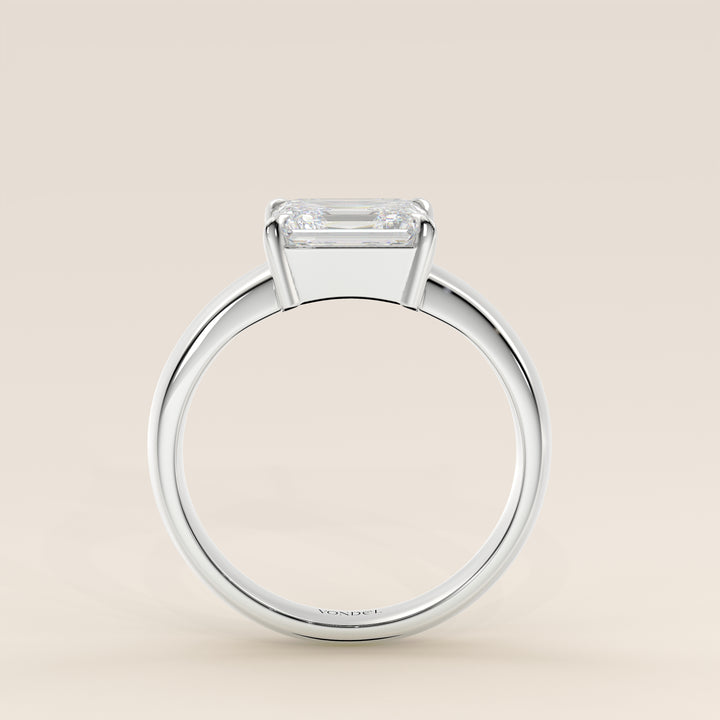 Joan - Emerald East to West Lab Grown Diamond Ring with Wide Band