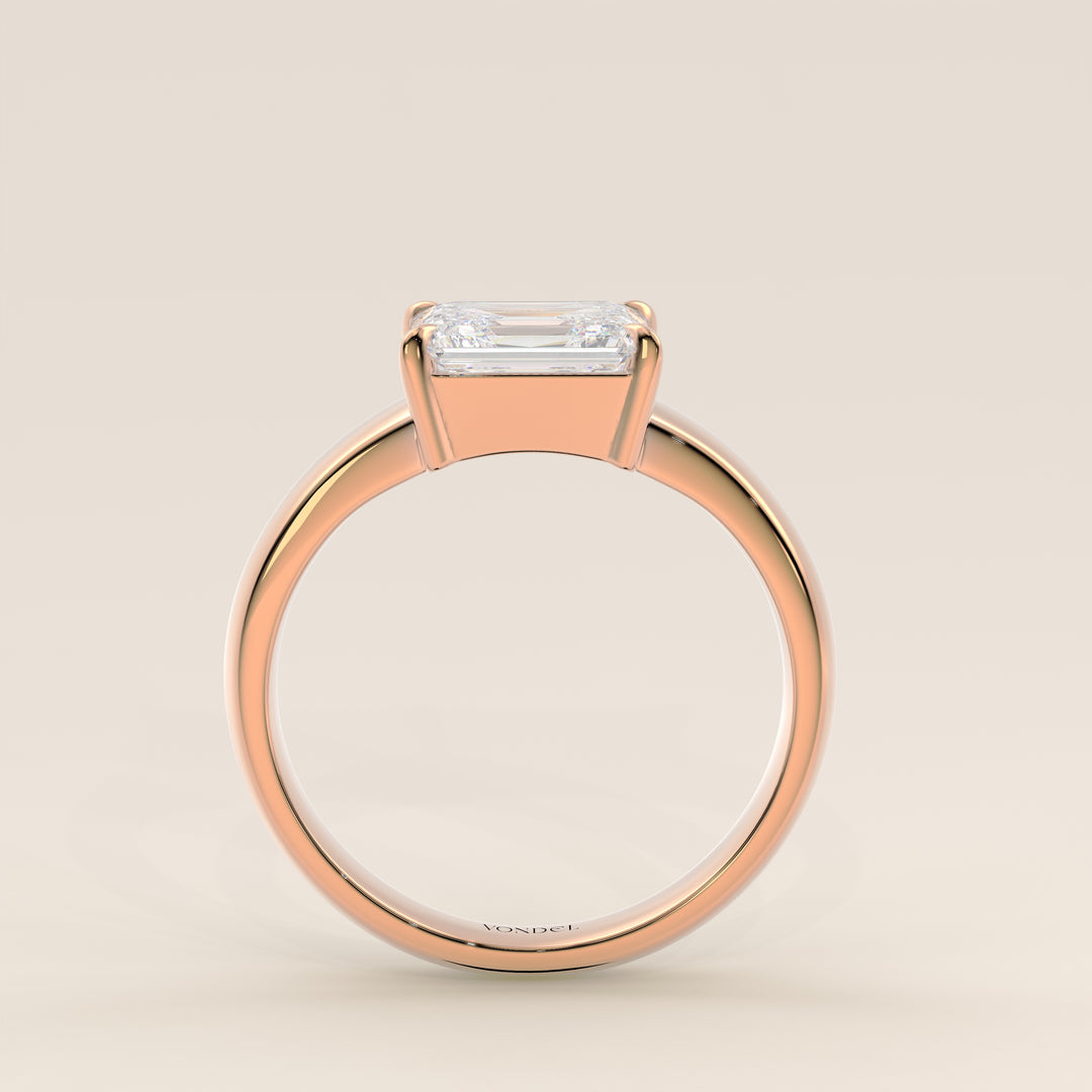 Joan - Emerald East to West Lab Grown Diamond Ring with Wide Band