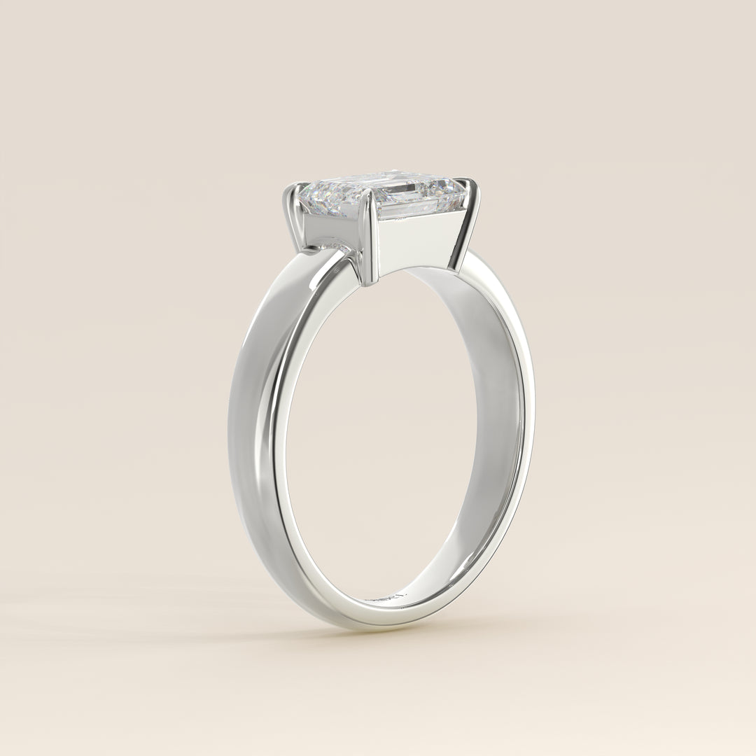 Joan - Emerald East to West Lab Grown Diamond Ring with Wide Band