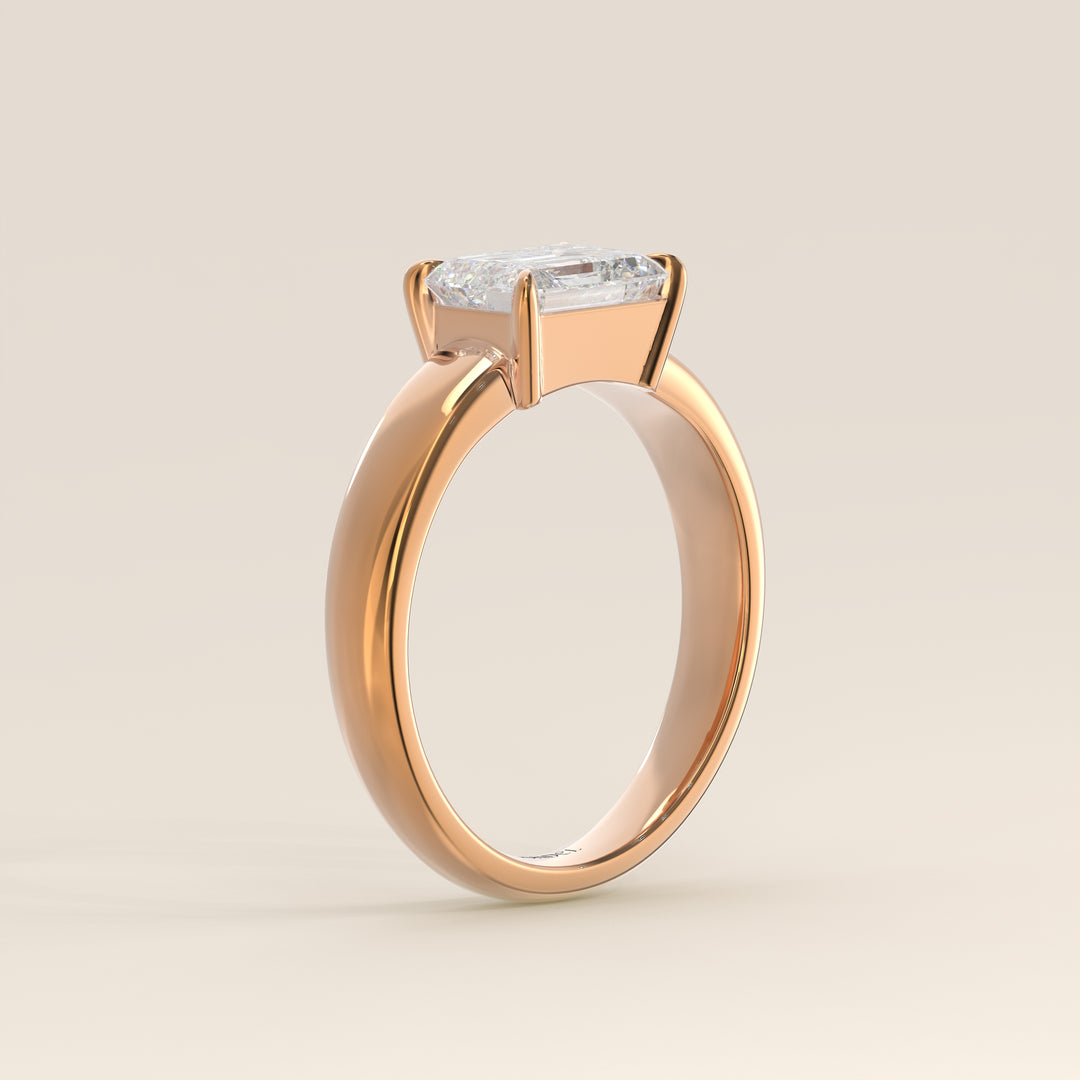 Joan - Emerald East to West Lab Grown Diamond Ring with Wide Band