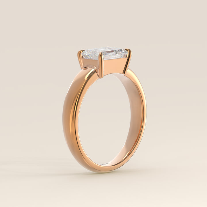 Joan - Emerald East to West Lab Grown Diamond Ring with Wide Band