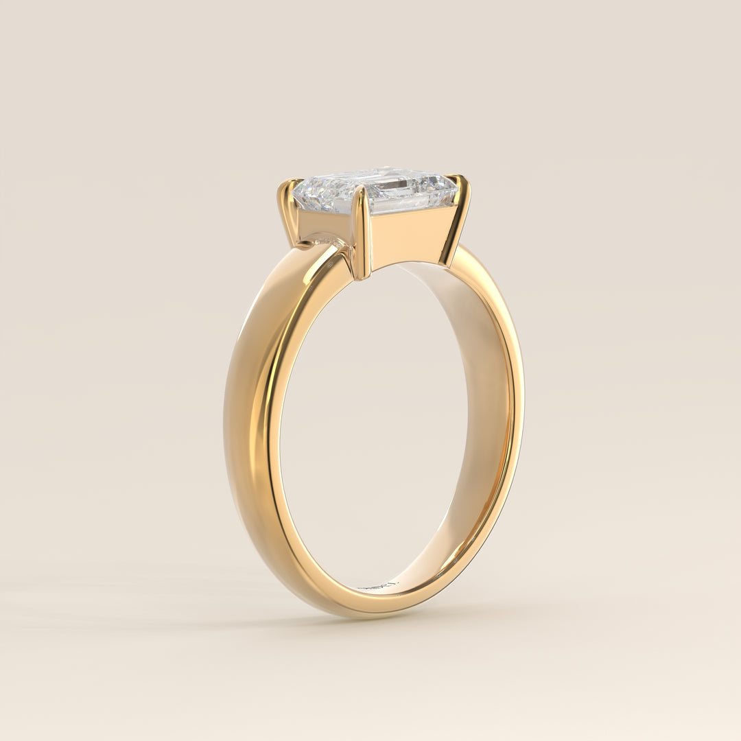 Joan - Emerald East to West Lab Grown Diamond Ring with Wide Band