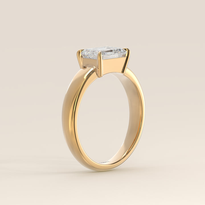 Joan - Emerald East to West Lab Grown Diamond Ring with Wide Band