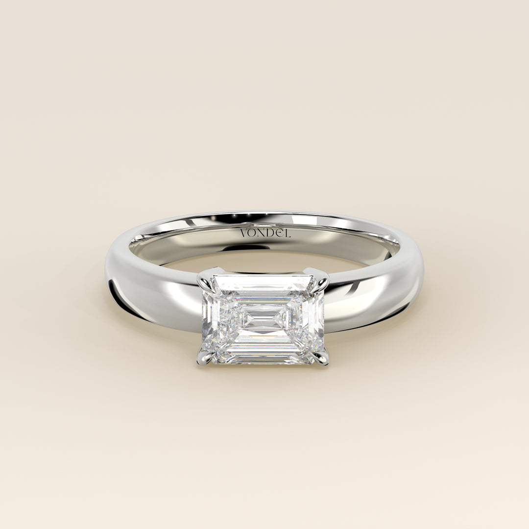 Joan - Emerald East to West Lab Grown Diamond Ring with Wide Band