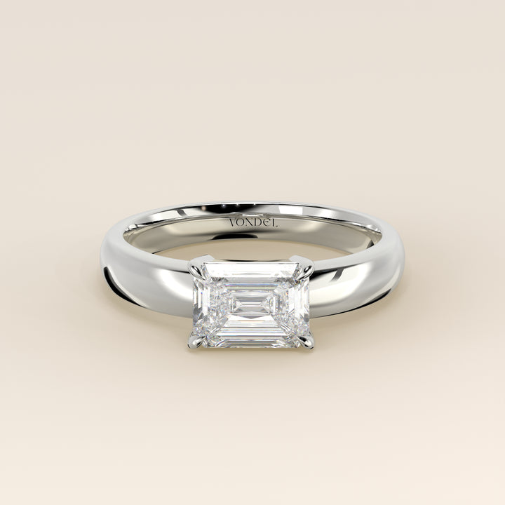 Joan - Emerald East to West Lab Grown Diamond Ring with Wide Band