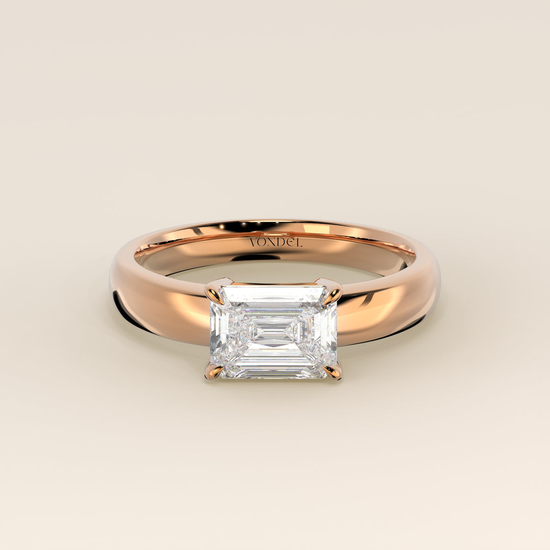 Joan - Emerald East to West Lab Grown Diamond Ring with Wide Band