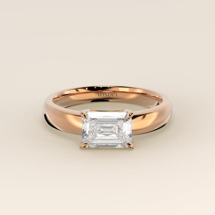 Joan - Emerald East to West Lab Grown Diamond Ring with Wide Band