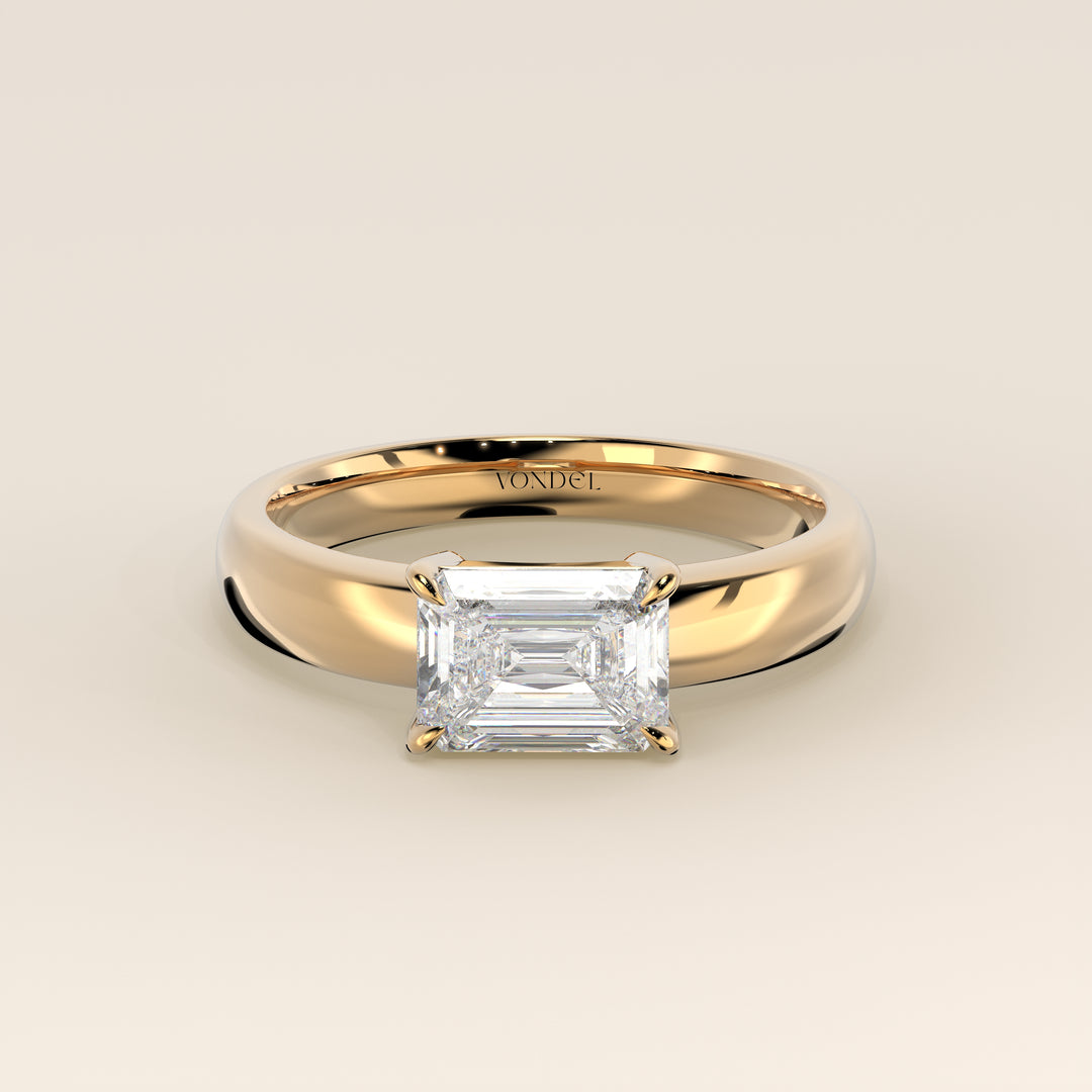 Joan - Emerald East to West Lab Grown Diamond Ring with Wide Band