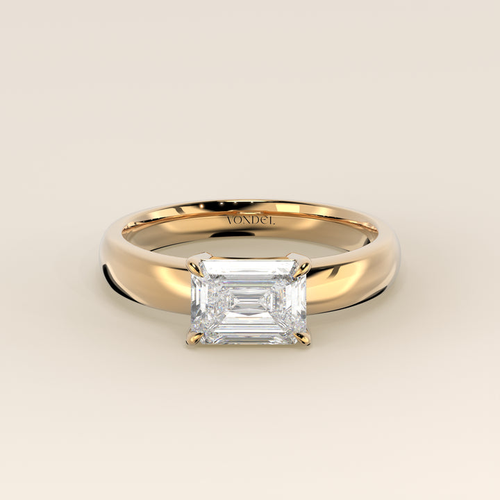 Joan - Emerald East to West Lab Grown Diamond Ring with Wide Band