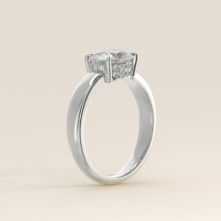 Joanne - Oval East to West Lab Grown Diamond Ring with Double Hidden Halo and Wide Band