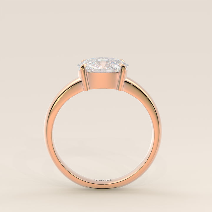 Joan - Oval East to West Lab Grown Diamond Ring with Wide Band