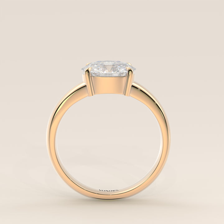 Joan - Oval East to West Lab Grown Diamond Ring with Wide Band