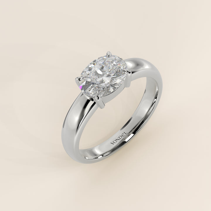 Joan - Oval East to West Lab Grown Diamond Ring with Wide Band