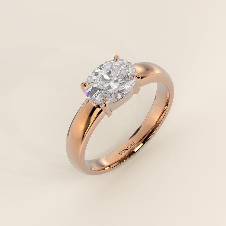 Joan - Oval East to West Lab Grown Diamond Ring with Wide Band