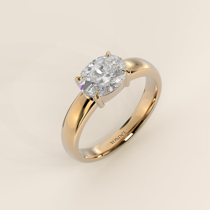 Joan - Oval East to West Lab Grown Diamond Ring with Wide Band