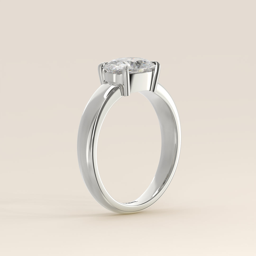 Joan - Oval East to West Lab Grown Diamond Ring with Wide Band
