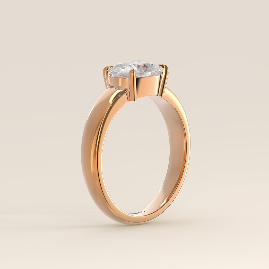 Joan - Oval East to West Lab Grown Diamond Ring with Wide Band