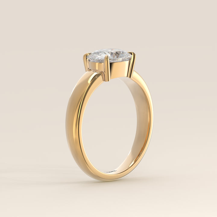 Joan - Oval East to West Lab Grown Diamond Ring with Wide Band