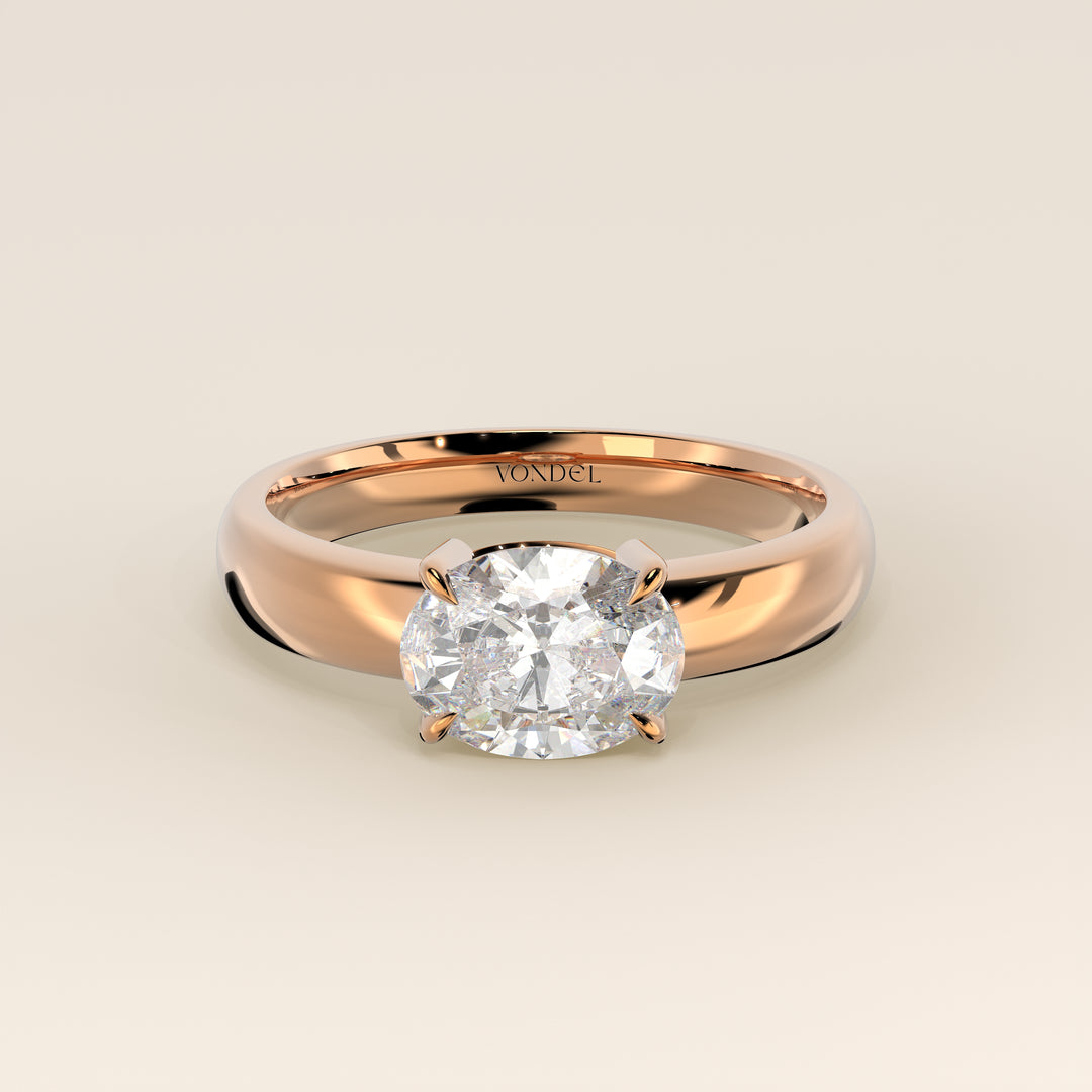 Joan - Oval East to West Lab Grown Diamond Ring with Wide Band