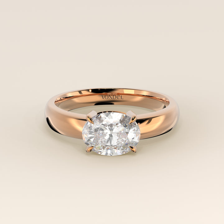 Joan - Oval East to West Lab Grown Diamond Ring with Wide Band