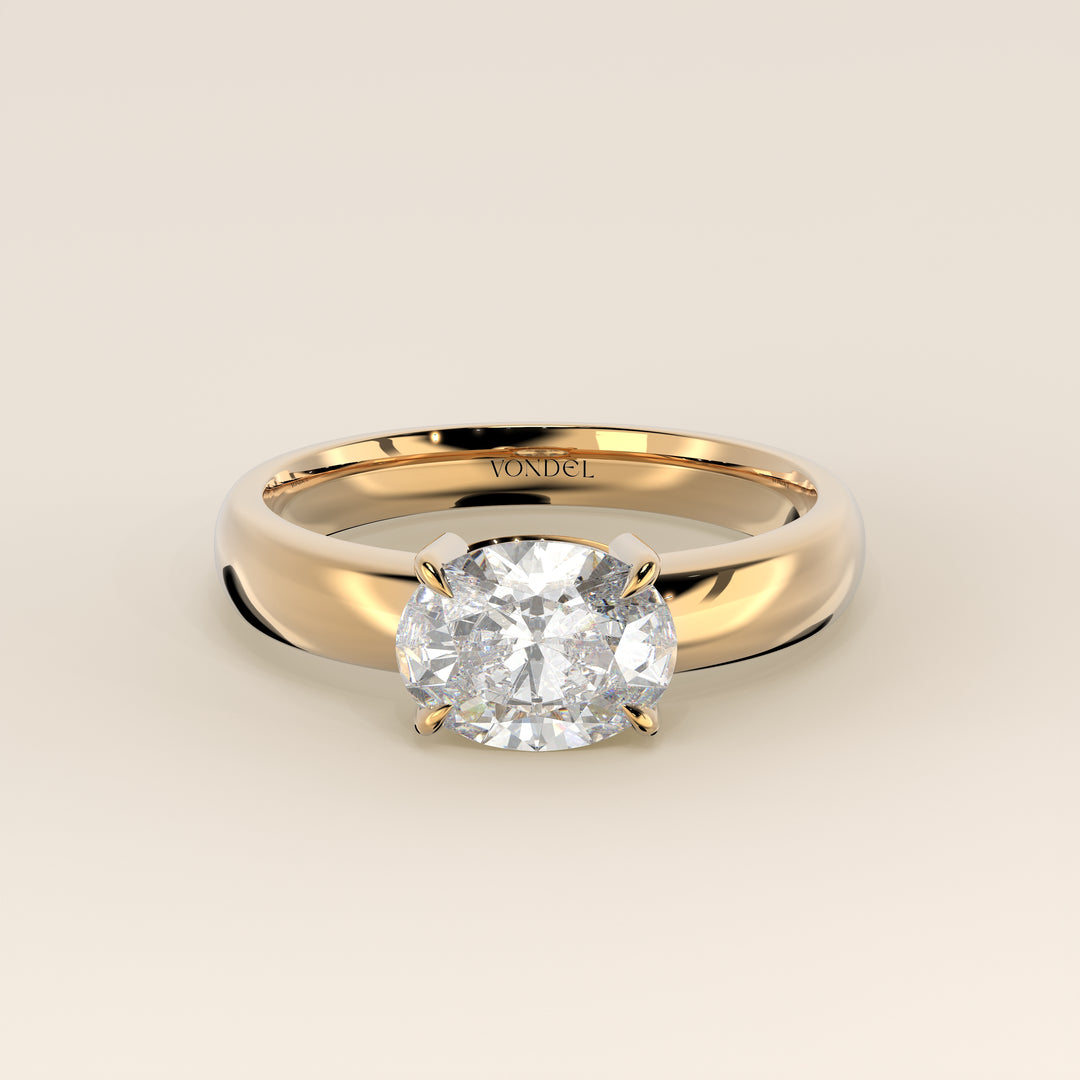 Joan - Oval East to West Lab Grown Diamond Ring with Wide Band