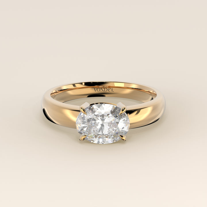 Joan - Oval East to West Lab Grown Diamond Ring with Wide Band