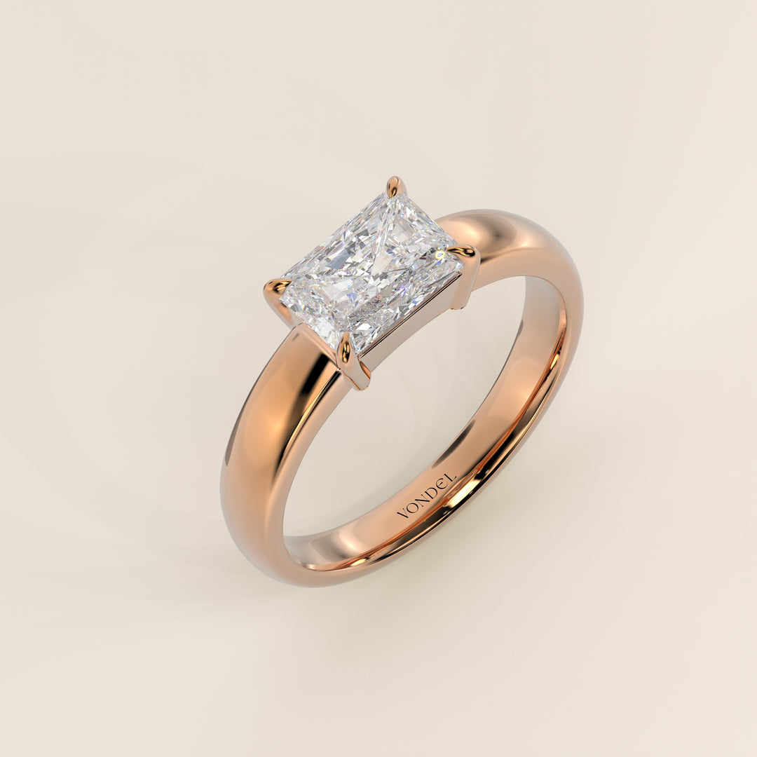 Joan - Radiant East to West Lab Grown Diamond Ring with Wide Band