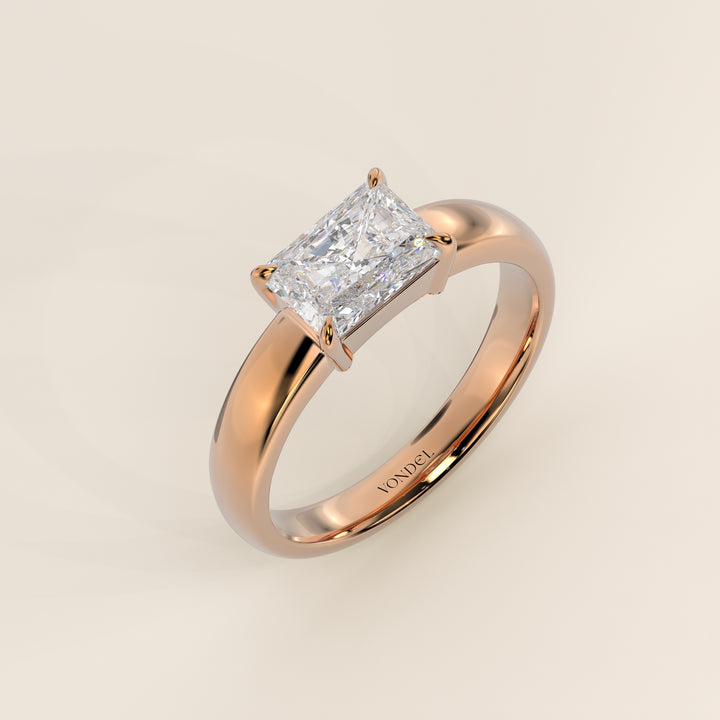 Joan - Radiant East to West Lab Grown Diamond Ring with Wide Band