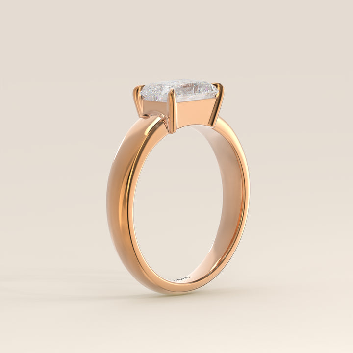 Joan - Radiant East to West Lab Grown Diamond Ring with Wide Band