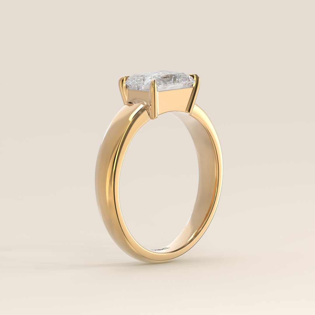 Joan - Radiant East to West Lab Grown Diamond Ring with Wide Band