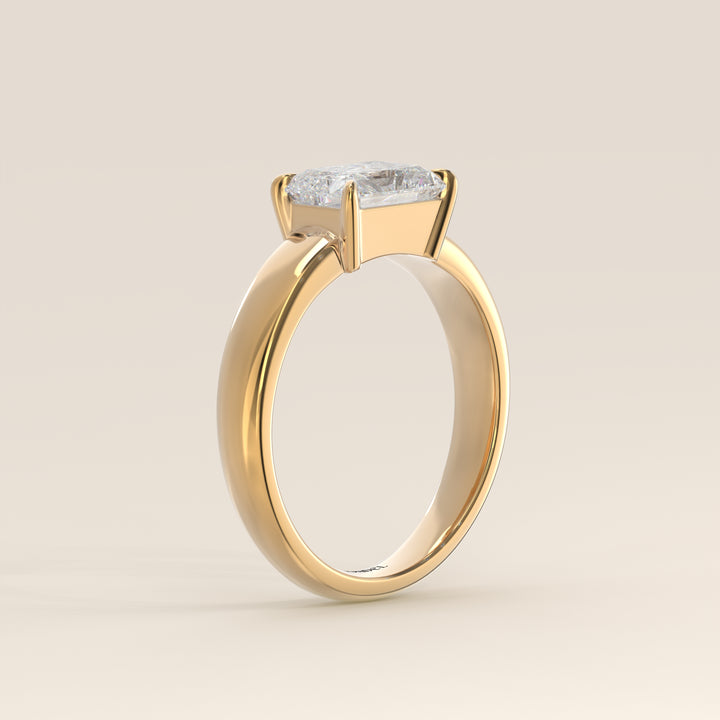 Joan - Radiant East to West Lab Grown Diamond Ring with Wide Band