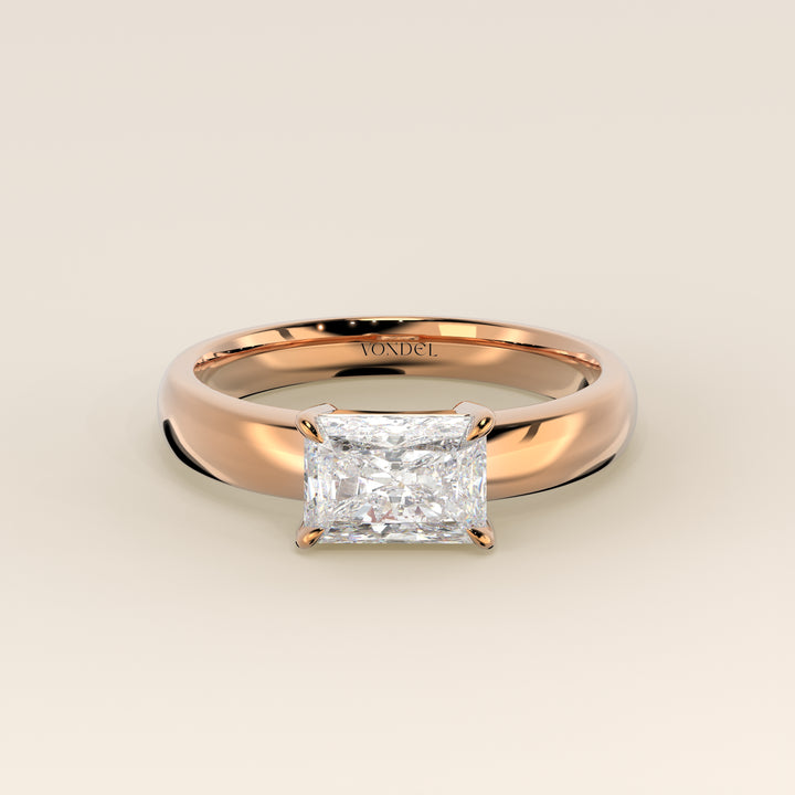 Joan - Radiant East to West Lab Grown Diamond Ring with Wide Band