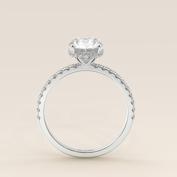 Sydney - Oval Solitair Lab Grown Diamond Ring with Wrap Around Halo and Pave Band