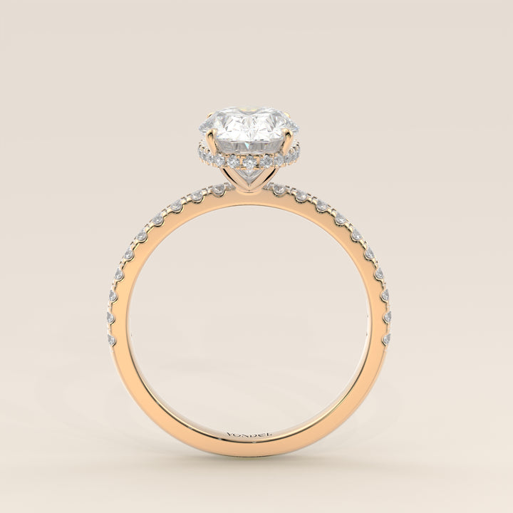 Sydney - Oval Solitair Lab Grown Diamond Ring with Wrap Around Halo and Pave Band