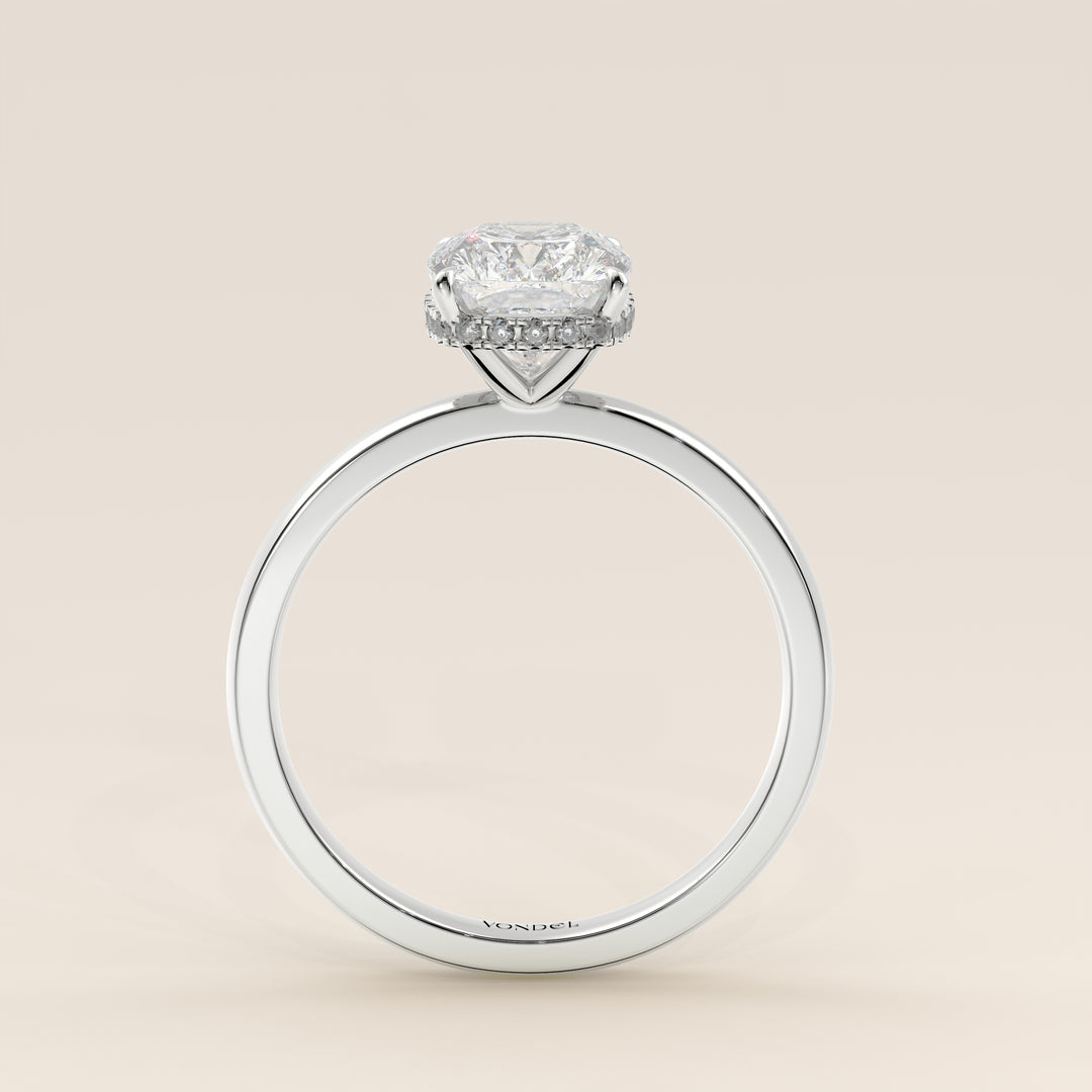 Lexi - Elongated Cushion Lab Grown Diamond Ring Solitair with Wrap Around Halo